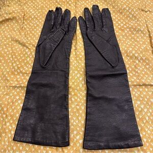 Black long leather gloves